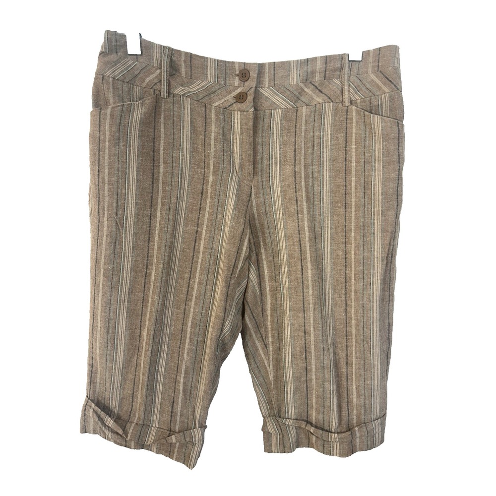 Linen blend Ladies Bermuda Shorts pin stripe Coquette Beachy  Size 6